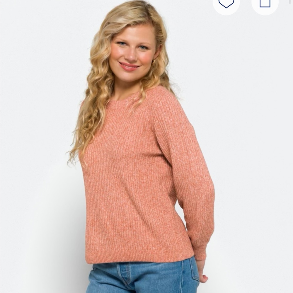 Heathered Pink Crew Neck Pullover Sweater